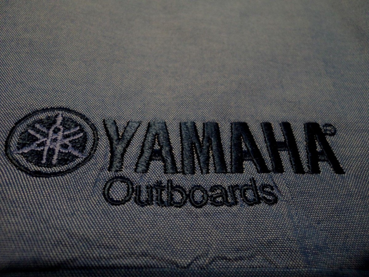 Men's YAMAHA OUTBOARDS Fishing Logo L/S Blue Oxford Dress Shirt