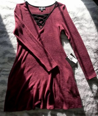 red and black sweater dress