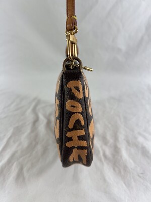LOUIS VUITTON Brown Canvas Graffiti Monogram Pochette