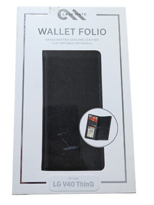 E5. Case-Mate Wallet Folio Case for LG V40 ThinQ - Black, Genuine Leather