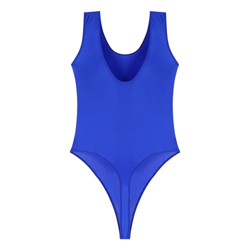 Women's Glossy One Piece Swimsuit High Cut Backless Thong Leotard Swimwear - Picture 68 of 82