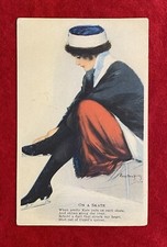 1914c WWI ERA "ON A SKATE" GRAPHIC POSTCARD BY: HENRY HEININGER CO., PUB. NY 
