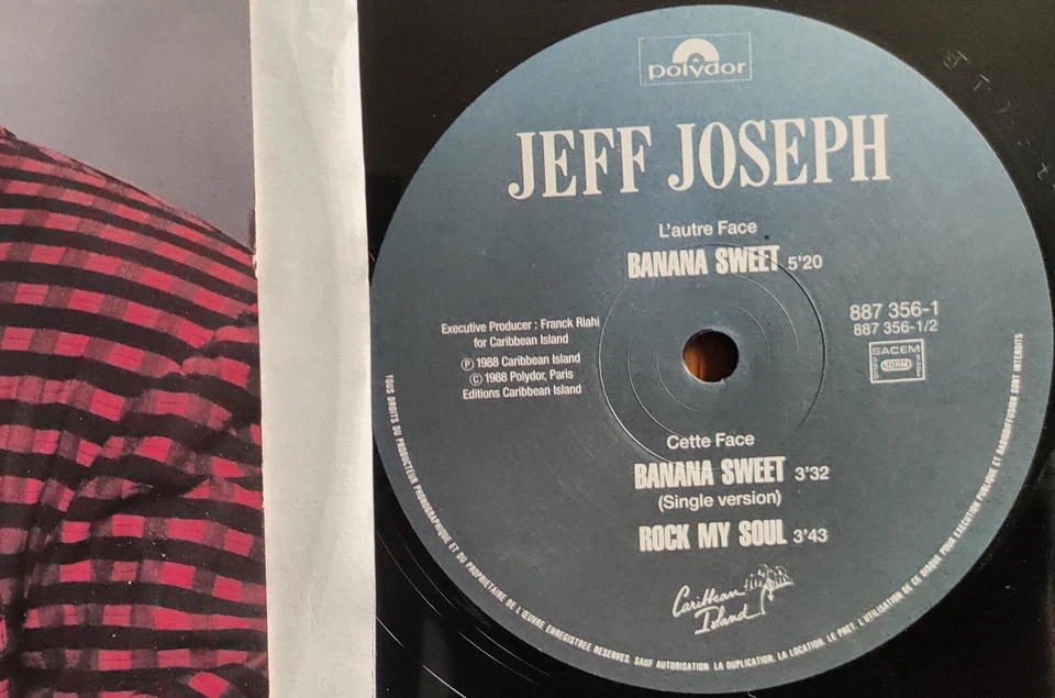DISQUE VINYLE MAXI 45t 12" JEFF JOSEPH « Banana sweet » REGGAE FRANCE 1988 - Photo 2/3