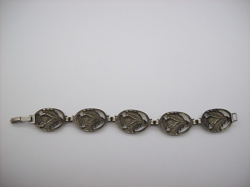 Vintage Designer Danecraft Sterling Silver 925 Thistle Link Bracelet - Picture 10 of 15