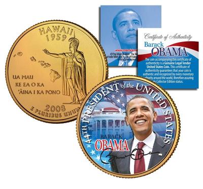 バラクオバマページ Barack Obama *44th President* HAWAII GOLD State Quarter | eBay