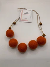Gist Jewellery Burnt Orange Wool Ball Necklace