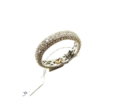 SUZY LEVIAN $218 Sterling Silver Rhodium Plated Cubic Zirconia Pave Ring Size 8