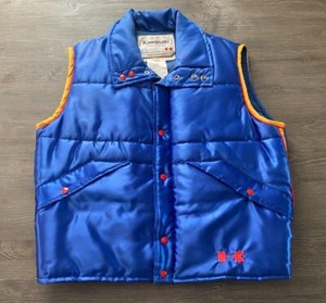 Kawasaki Vintage Puffer Vest Men's Size XL Blue Rare Waterproof