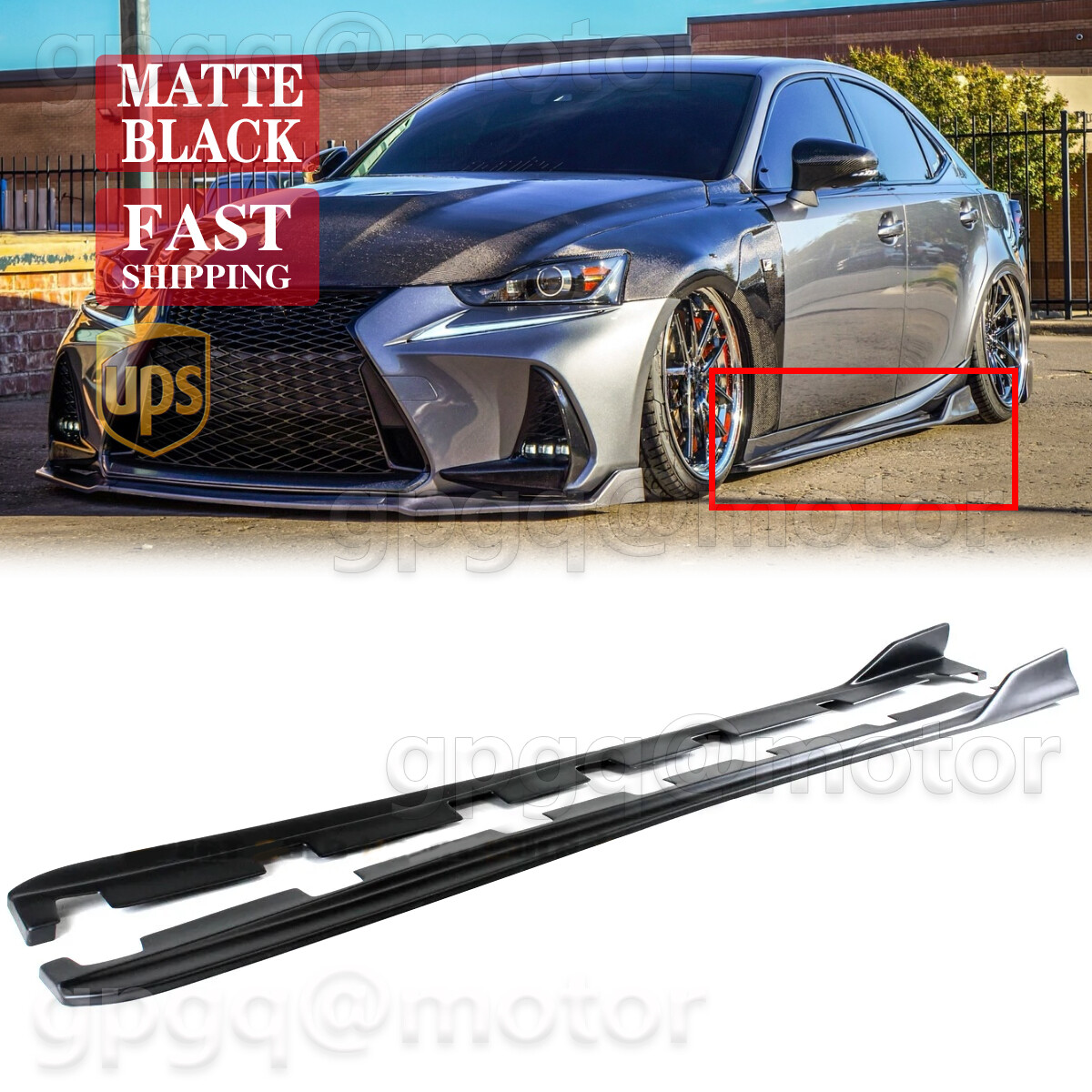 For Lexus IS200t IS300 IS350 2014-2020 AR Style Matte Black Side