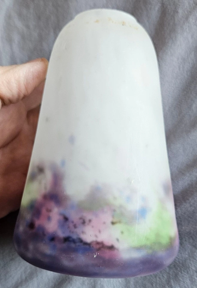 MULLER FRERES LUNEVILLE : Tulipe art déco années 20 30 Pâte de verre blanc mauve - Photo 4/4