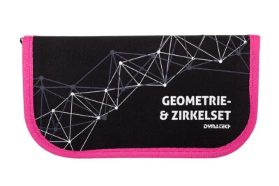 DynaTech Geometrie- und Zirkel-Set (12-teilig) Reißverschluss- Etui pink