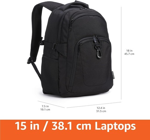 Amazon Basics Travel Laptop Backpack Rucksack for 15.6-Inch Laptop Black - Picture 4 of 7