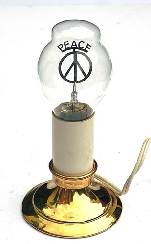AEROLUX Vintage Peace Sign Light Bulb Neon Orange Table Lamp Working Condition - Picture 2 of 5
