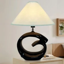 20.4"Modern Ceramic Table Lamp- 3 Way Dimmable with USB Port & 4W LED Bulb- T...