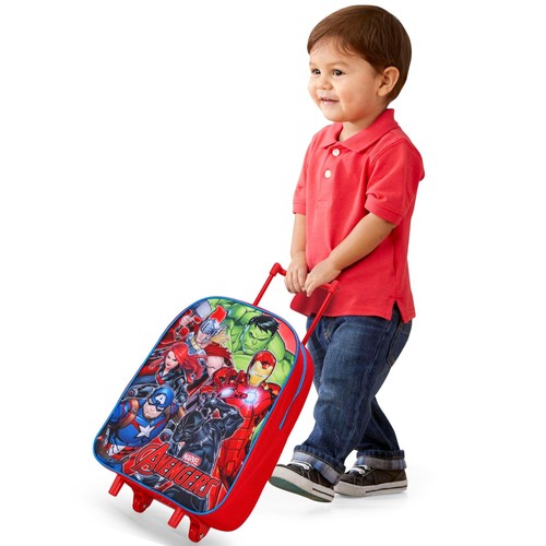Avengers Trolley Foldable Wheeled Cabin Bag Luggage Kids Boys Red - Picture 9 of 9