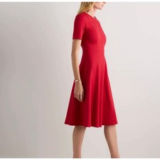 Quince Ultra-Stretch Ponte Short Sleeve Midi Dress Ruby Red Large NWT