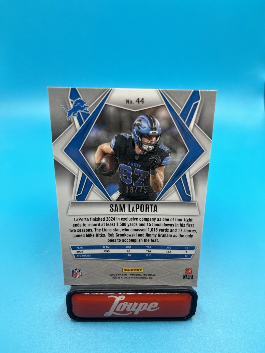 Sam LaPorta 2025 Panini Phoenix Pink Seismic 8/75 #44 Detroit