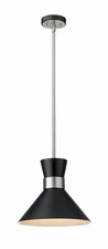 Z-Lite - Soriano - 1 Light Pendant-Matte Black/Brushed Nickel Finish