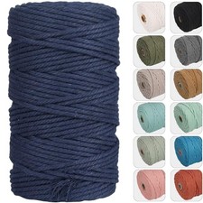 Macrame Cord Cotton Rope for Wall Hanging, Plant 4mm 109yards Dark Blue
