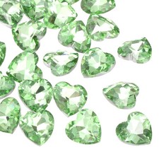 Heart Rhinestones, 12mm Pointback Glass Rhinestone, Pack of 30 Light Green 