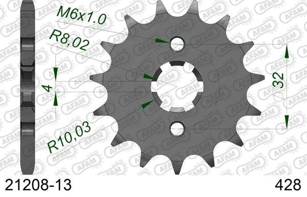 Ritzel Antriebsritzel 13-ZäHne 428-Teilung FüR Yamaha Mt 125 A Abs Bj. 2014-2018-image