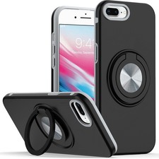 For iPhone 8 Plus/7 Plus Solid Rugged Shockproof with 360 Stand  Tempered Glass