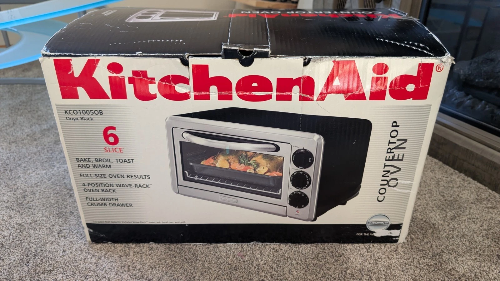 KitchenAid Toaster Oven Counter Top Bake Broil Toast Keep Warm Timer KCO10050B