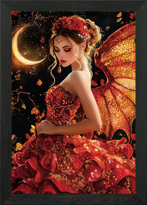 Dragonfly Fairy Framed Wall Art Poster Canvas Print Picture