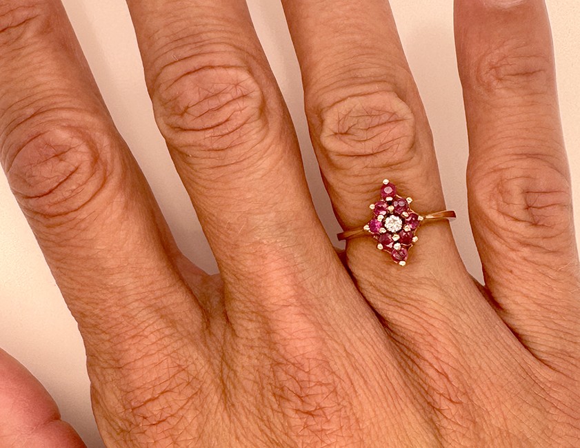 Ruby Diamond Cocktail Cluster Statement Ring 1ct … - image 6