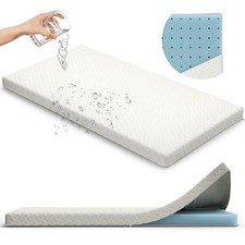 2  Crib Mattress Topper Memory Foam - Waterproof Breathable Soft Washable