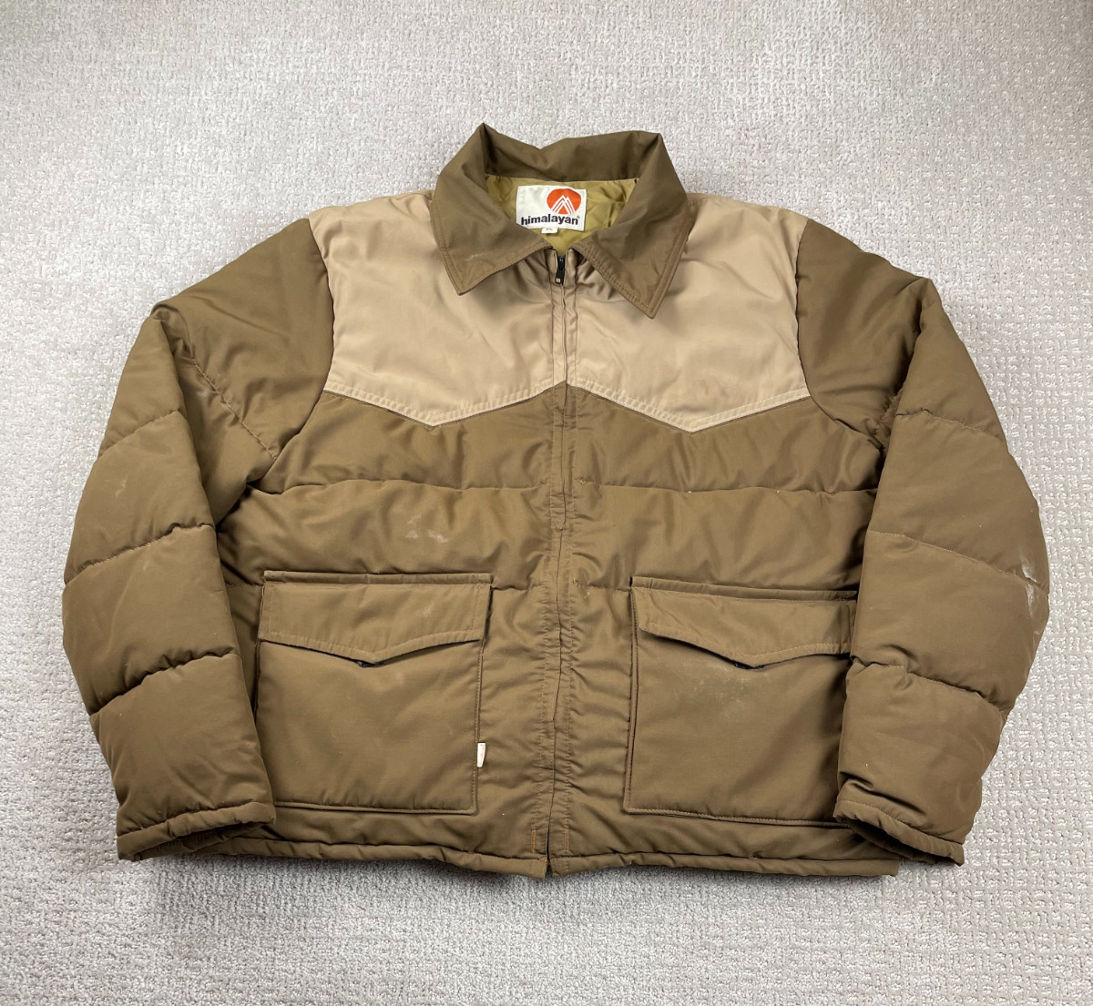 Vintage 70s Himalayan Western Puffer Coat Mens XL Lined Down Insulated USA Made