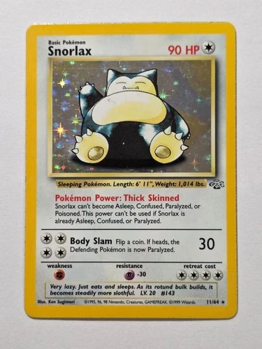 Snorlax 11/64 Jungle Set Rare Holo Pokemon Card WOTC 1999 - Light Play