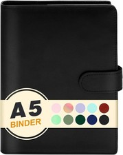 A5 6-Ring Mini Photocard Binder Planner with Magnetic Closure, Black