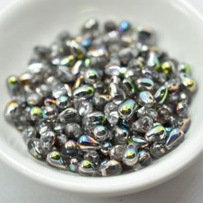 50 Beads - 4x6mm Teardrop Crystal Vitrail - Czech Glass