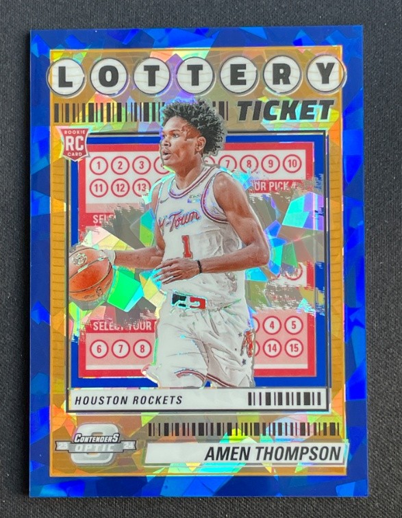 Amen Thompson 2023-24 Contenders Optic Lottery Ticket Blue Ice 44/75 RC #11