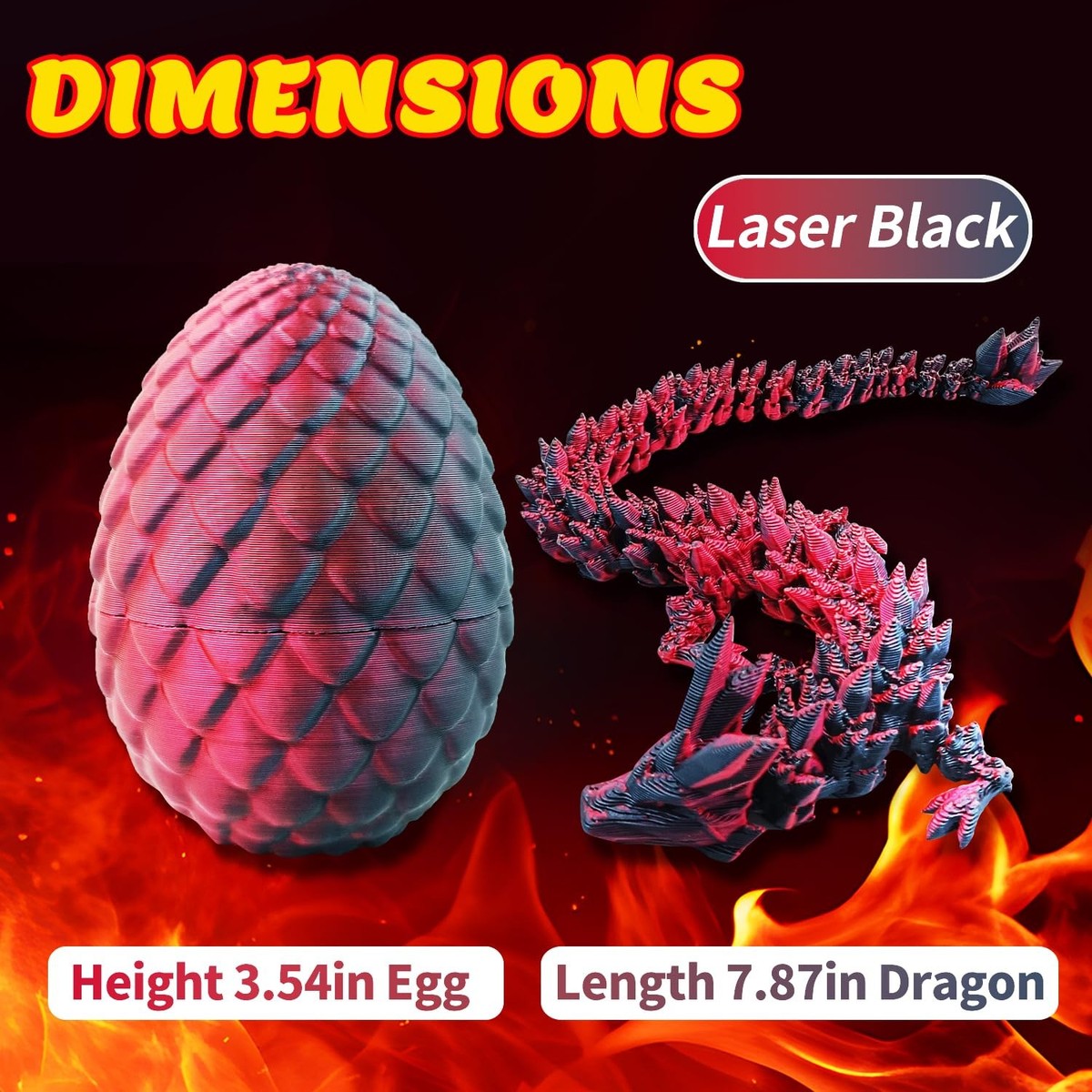 Œuf Dragon Imprimé 3D Yeefunjoy - Dragon Articulé 20cm - PLA Biodégradable - Décoration Fantasy - Cadeau Original