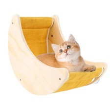 Cat Window Bed, Window Seat for Cats Inside, Wooden Half Moon Shaped Cat Wind...