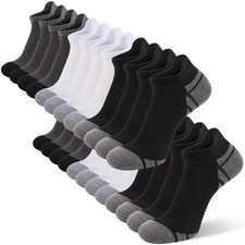 12 Pairs Men's Ankle Socks with Heel Tab, Breathable Mesh Low Cut Athletic So...