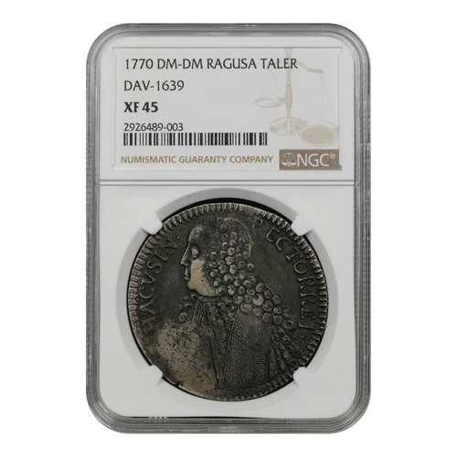 1770 Ragusa Taler Thaler DAV-1639 NGC XF45 Large Crown Size Silver Coin 