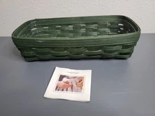 Longaberger Handwoven Long Dark Green Rectangular Bread Basket