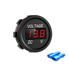 12V Waterproof Car Voltmeter LED Digital Display Panel Round Voltage Gauge