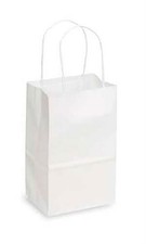 SSWBasics Small Recycled White Kraft Paper Shopping Bags With Handles - Case