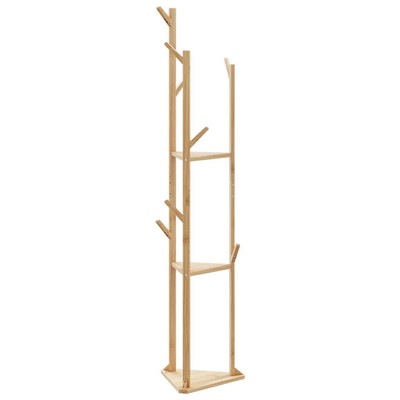 Coat Stand Natural Bamboo Tall and Slim Minimalist Coatrack vidaXL