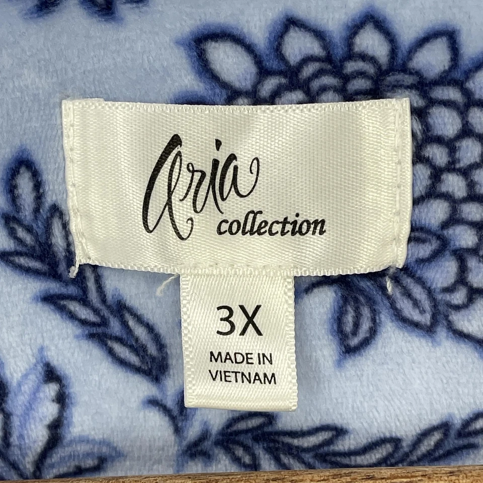 Camisón Colección Aria Mujer Floral Terciopelo Acogedor Henley Prendas para Dormir Talla 3X Azul Foto 4 de 4