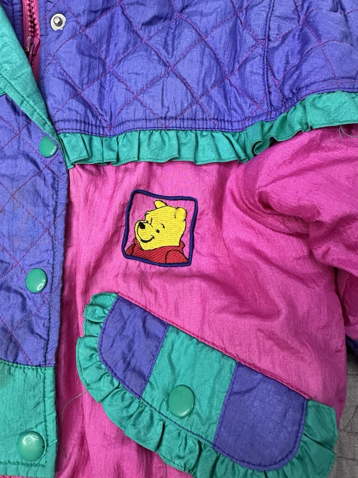 VTG 90s Winnie The Pooh Disney Puffer Coat / Little Kids Girls 4T image 3