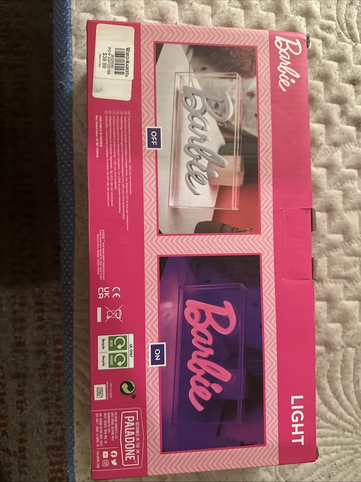NUEVO Paladone Barbie Logo LED Rosa Neón Letrero-Licencia Oficial Barbie Decoración Foto 2 de 2