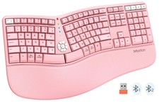 Ergonomic Keyboard with Cushioned Wrist Rest, Bluetooth Wireless Keyboard Rec...