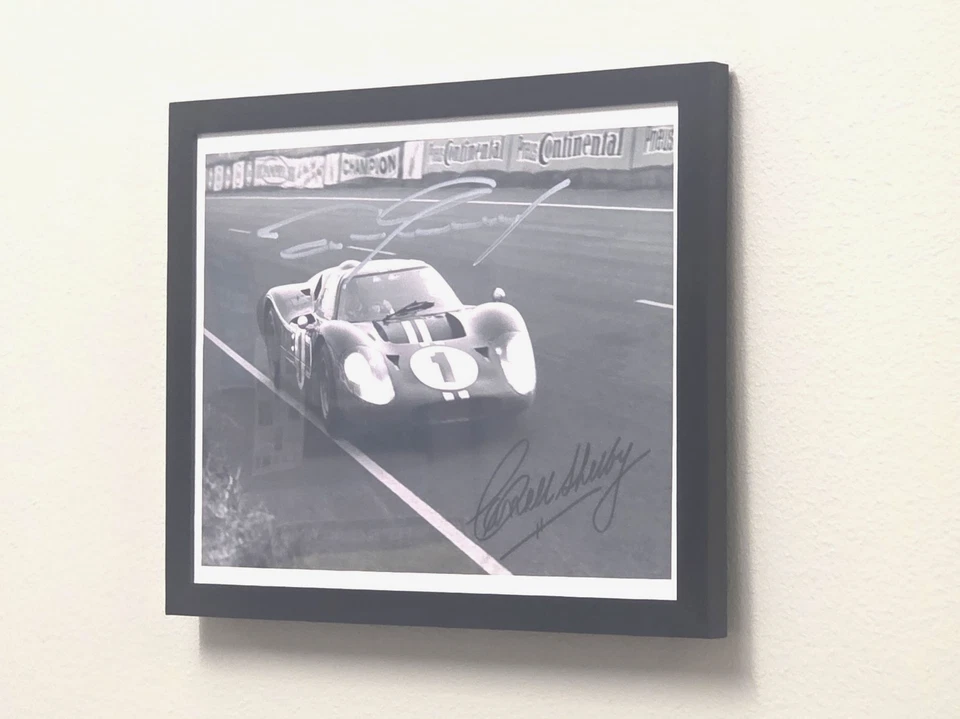 1967 Le Mans GT40 MKIV Signed Carroll Shelby & Dan Gurney Framed 8.5x11- Reprint - Image 3 of 3
