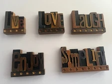 Primitives by Kathy - Hand Carved Painted Rustic Vintage Wooden Block Signs (5)