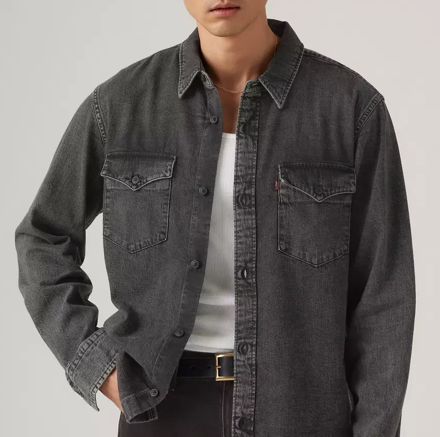 Levi's Black Denim Casual Button-Down Shirts for Men for sale - eBay